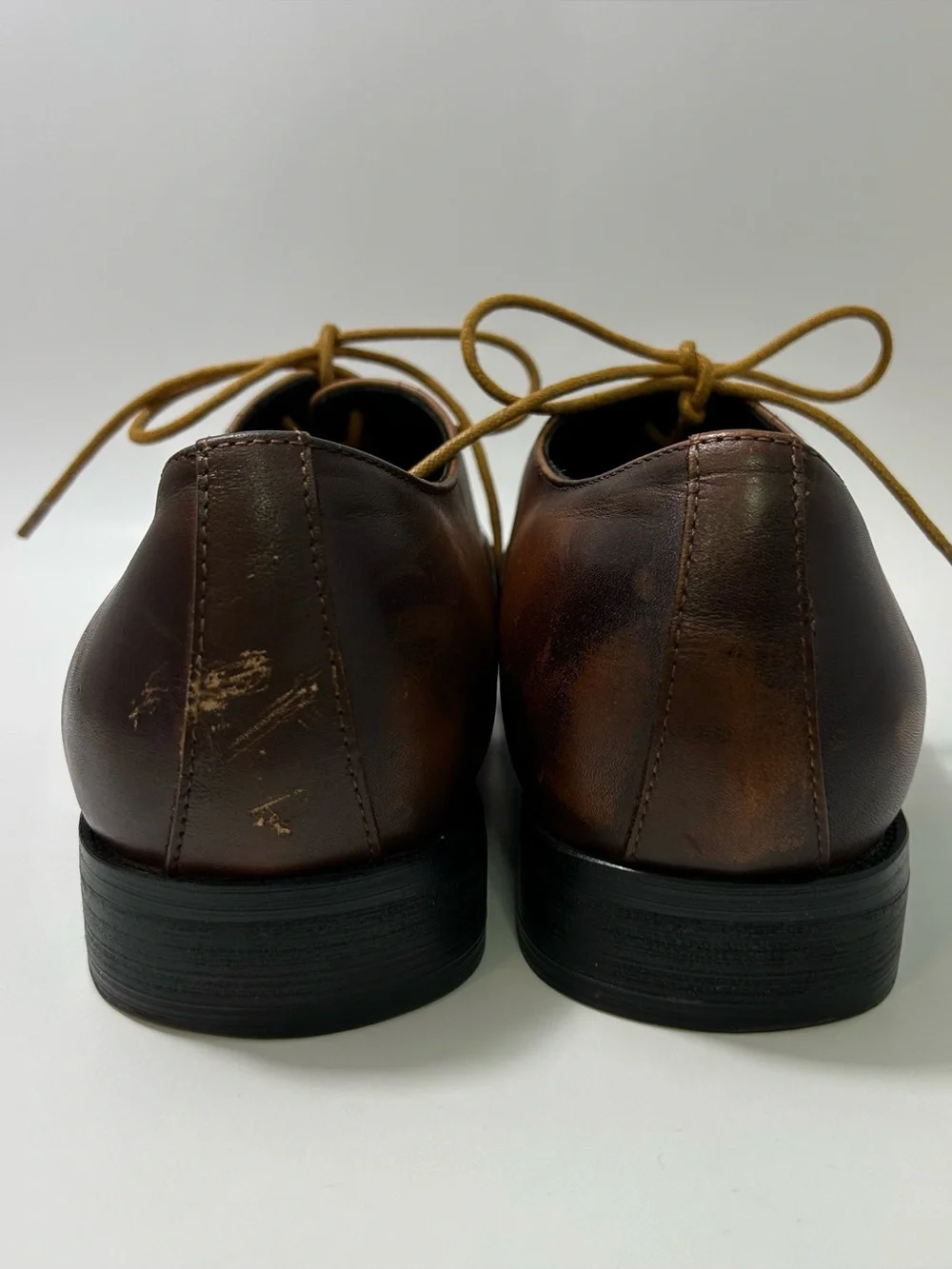 Salvatore Ferragamo Brown Cap Toe Oxford Dress Shoes Mens 10.5 Leather Cognac 44